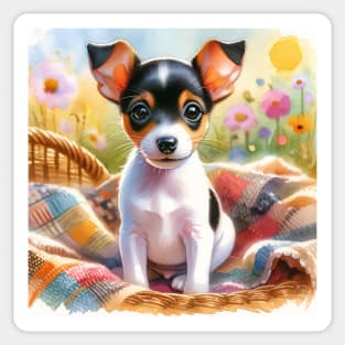 Watercolor Toy Fox Terrier Puppies - Cute Puppy Sticker